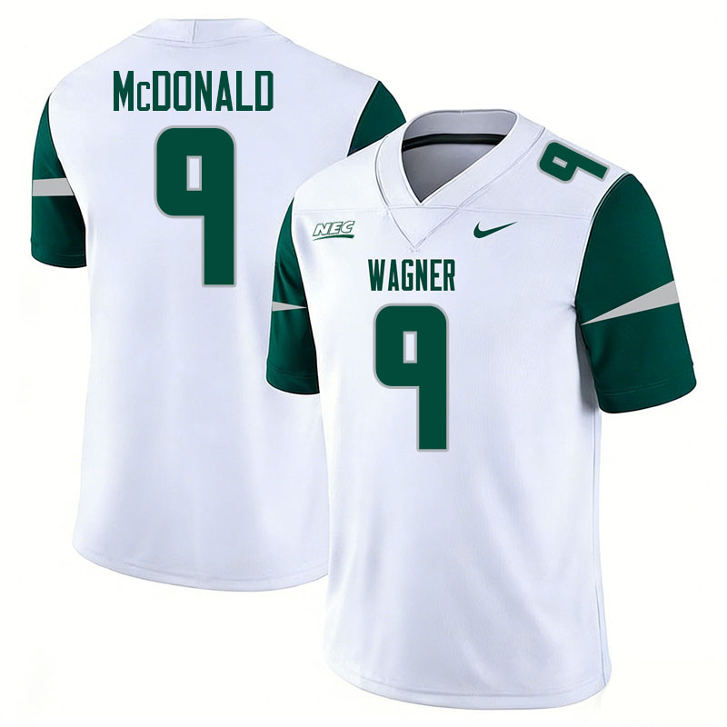 Wagner Seahawks #9 Teree McDonald College Football Jerseys,Uniforms Stitched-White